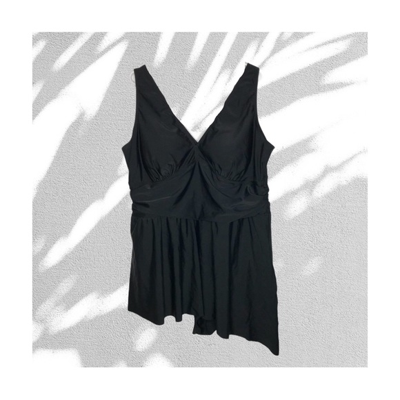 Torrid Asymmetrical One Piece Swimsuit Dress Black